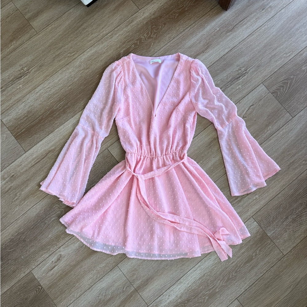 Lovers + Friends Pink Mini Dress with Bell Sleeves